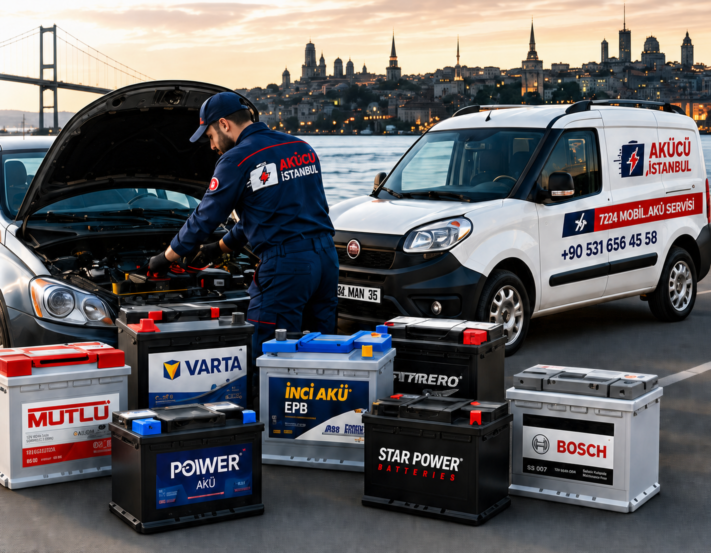 İstanbul'da yerinde akü değişimi yapan Akücü İstanbul mobil servis ekibi