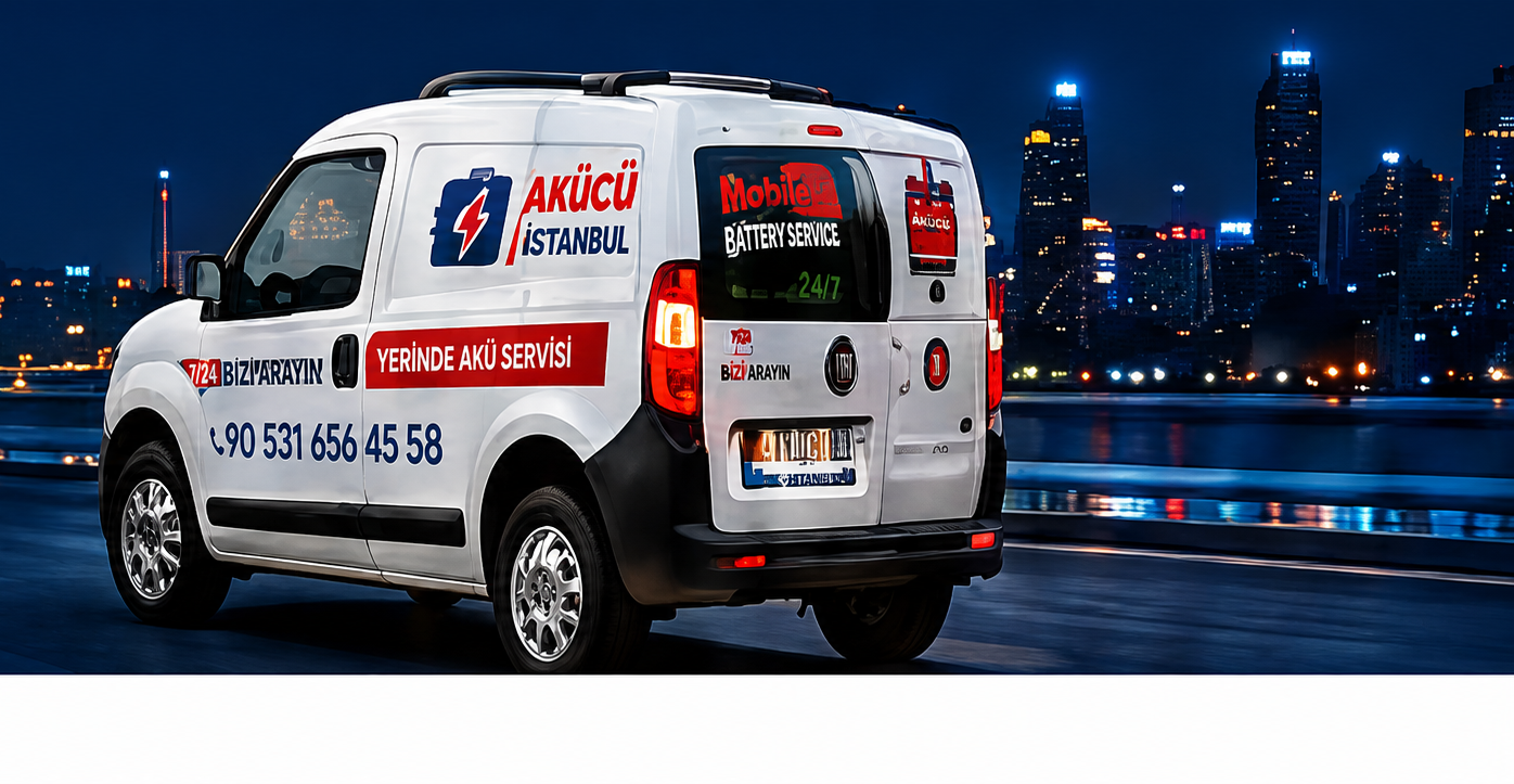 Akücü İstanbul mobil servis aracı gece hizmet verirken